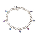 Zilveren armband opaal (Australië) doublet | bedels ovaal 6 x 4 mm Zilveren armband opaal (Australië) doublet | bedels ovaal 6 x 4 mm