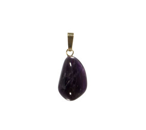 Amethist (donker) hanger met 14k gouden oogje Amethist (donker) hanger met 14k gouden oogje