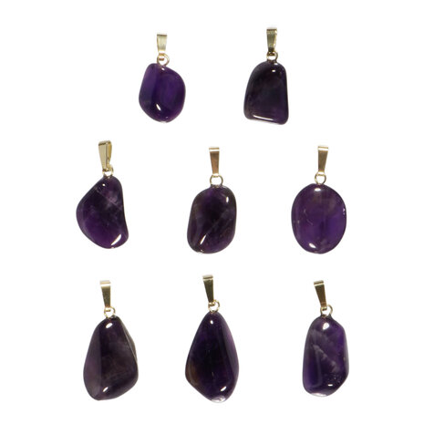 Amethist (donker) hanger met 14k gouden oogje Amethist (donker) hanger met 14k gouden oogje