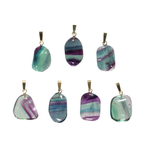 Fluoriet (multi) hanger met 14k gouden oogje Fluoriet (multi) hanger met 14k gouden oogje