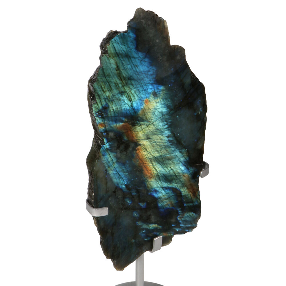 Labradoriet schijf op standaard 22 x 11 x 1 cm | 855 gram