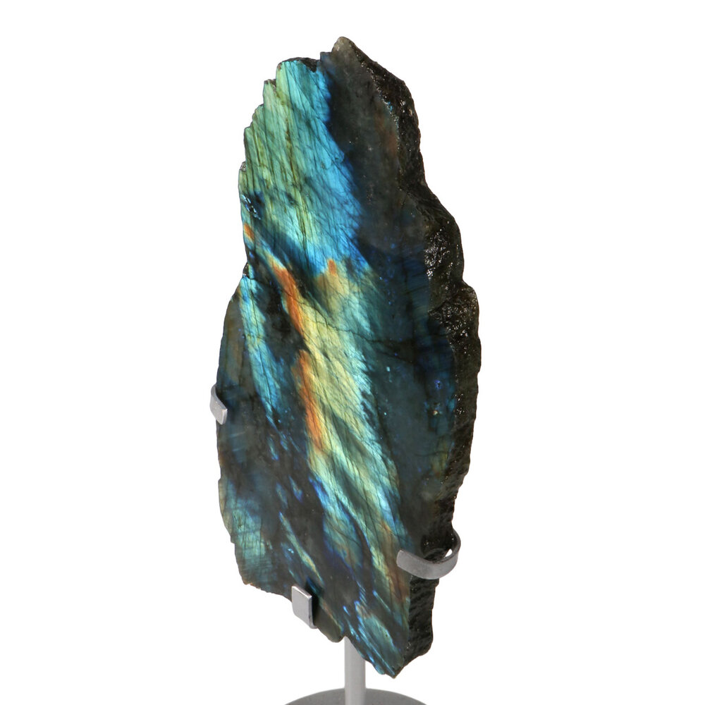 Labradoriet schijf op standaard 22 x 11 x 1 cm | 855 gram