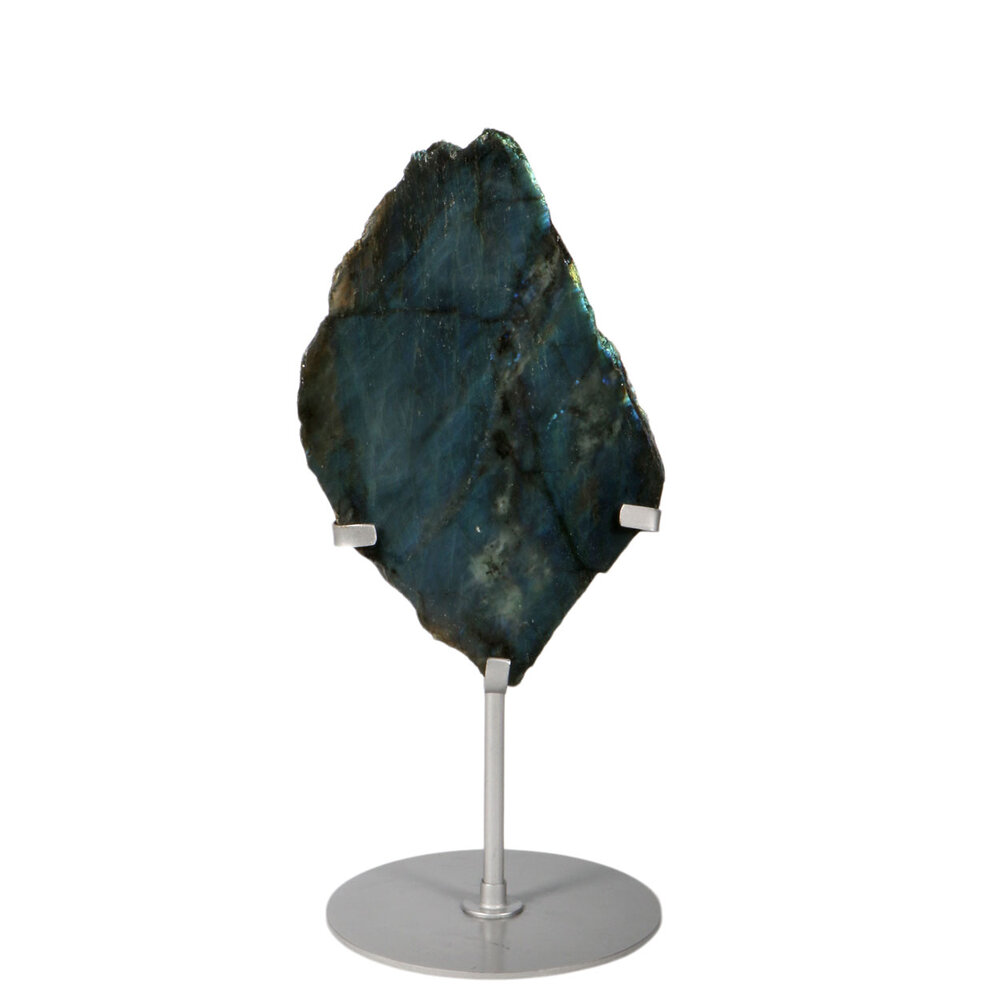 Labradoriet schijf op standaard 19 x 12 x 2 cm | 977 gram