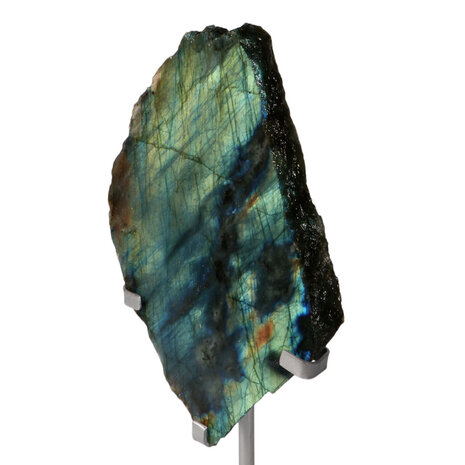 Labradoriet schijf op standaard 19 x 12 x 2 cm | 977 gram