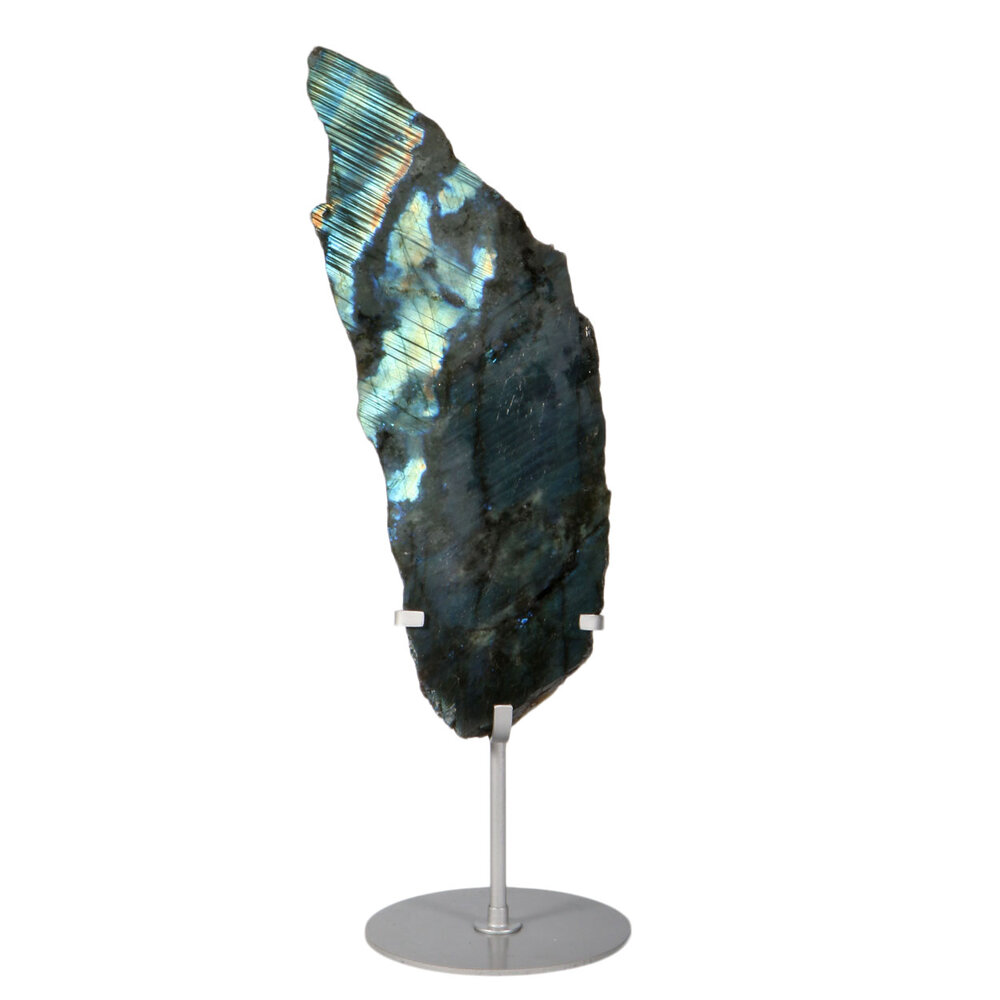 Labradoriet schijf op standaard 31 x 11 x 1 cm | 1138 gram