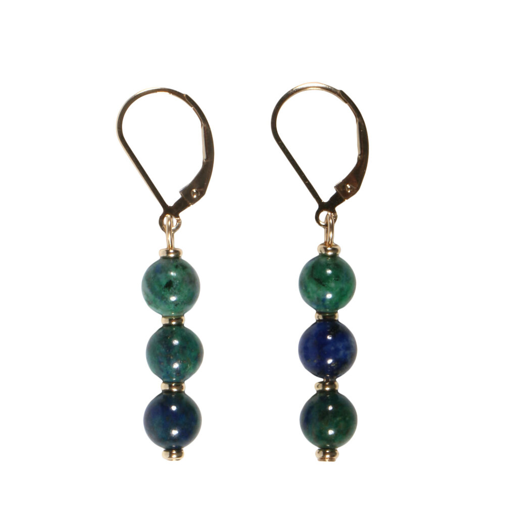 Gold filled oorbellen chrysocolla | 3 bolletjes Gold filled oorbellen chrysocolla | 3 bolletjes