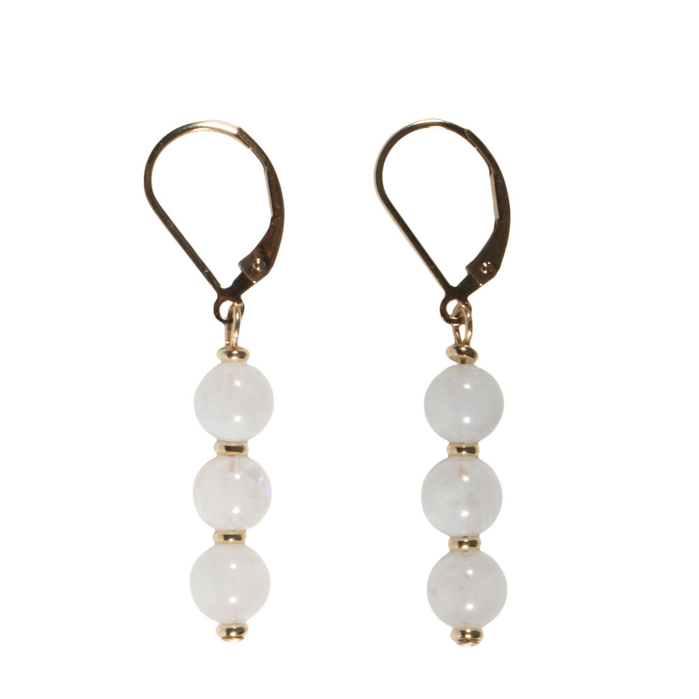 Gold filled oorbellen maansteen (regenboog) | 3 bolletjes Gold filled oorbellen maansteen (regenboog) | 3 bolletjes