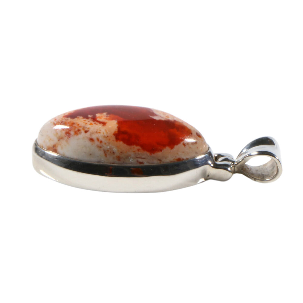 Zilveren hanger opaal (vuur) | markies 2,4 x 1,3 cm Zilveren hanger opaal (vuur) | markies 2,4 x 1,3 cm