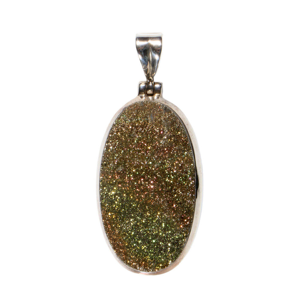 Zilveren hanger pyriet (regenboog) | ovaal 3,5 x 2 cm Zilveren hanger pyriet (regenboog) | ovaal 3,5 x 2 cm