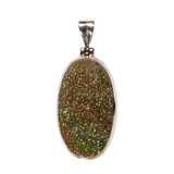 Zilveren hanger pyriet (regenboog) | ovaal 3,5 x 2 cm