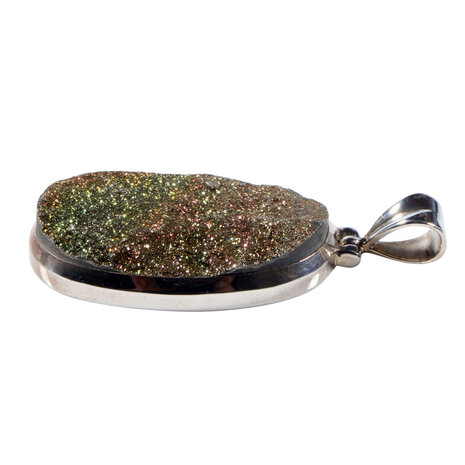 Zilveren hanger pyriet (regenboog) | ovaal 3,5 x 2 cm Zilveren hanger pyriet (regenboog) | ovaal 3,5 x 2 cm