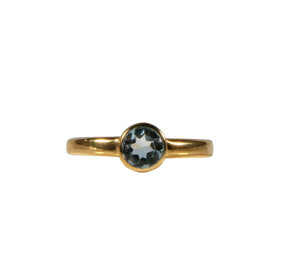 Gold filled ring topaas (blauw) maat 18 | rond facet 6 mm Gold filled ring topaas (blauw) maat 18 | rond facet 6 mm