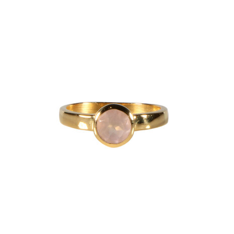 Gold filled ring rozenkwarts maat 17 | rond facet 6 mm Gold filled ring rozenkwarts maat 17 | rond facet 6 mm