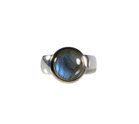Zilveren ring labradoriet maat 17 | rond 11 mm Zilveren ring labradoriet maat 17 | rond 11 mm