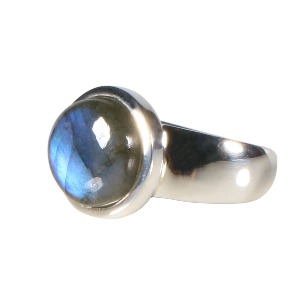 Zilveren ring labradoriet maat 17 | rond 11 mm Zilveren ring labradoriet maat 17 | rond 11 mm