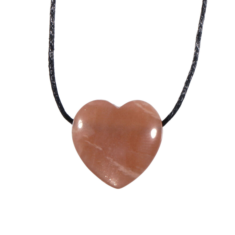 Maansteen (roze) hanger hart klein doorboord Maansteen (roze) hanger hart klein doorboord