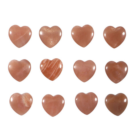 Maansteen (roze) hanger hart klein doorboord Maansteen (roze) hanger hart klein doorboord