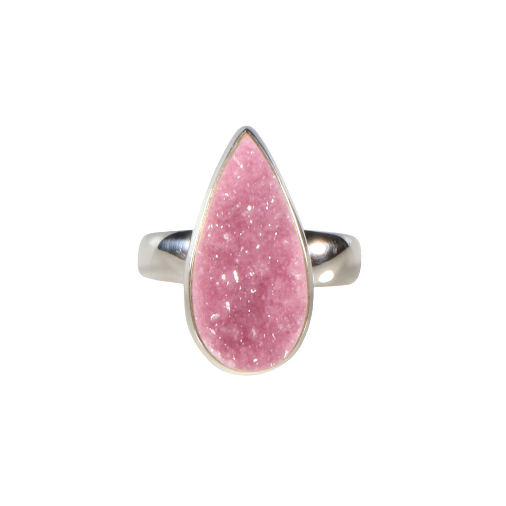 Zilveren ring calciet (cobalto) maat 19 (verstelbaar) | druppel ruw 2,2 x 1 cm Zilveren ring calciet (cobalto) maat 19 (verstelbaar) | druppel ruw 2,2 x 1 cm