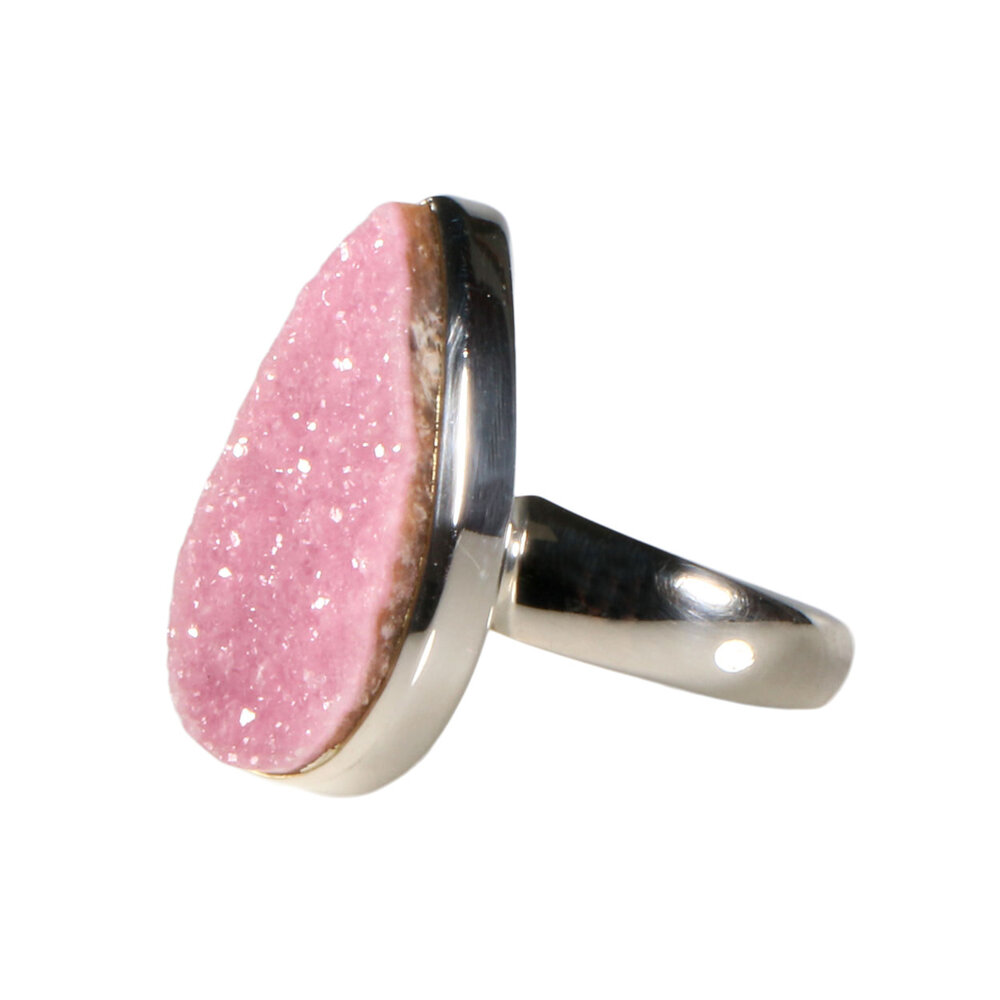 Zilveren ring calciet (cobalto) maat 19 (verstelbaar) | druppel ruw 2,2 x 1 cm Zilveren ring calciet (cobalto) maat 19 (verstelbaar) | druppel ruw 2,2 x 1 cm