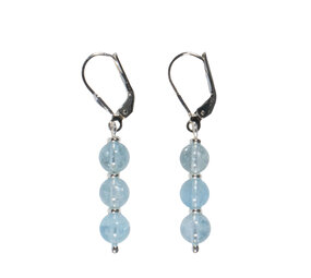Zilveren oorbellen aquamarijn | 3 bolletjes Zilveren oorbellen aquamarijn | 3 bolletjes