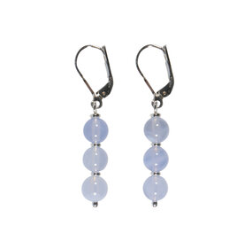 Zilveren oorbellen chalcedoon | 3 bolletjes Zilveren oorbellen chalcedoon | 3 bolletjes