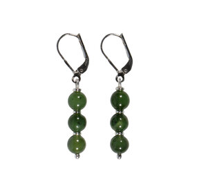 Zilveren oorbellen jade | 3 bolletjes Zilveren oorbellen jade | 3 bolletjes