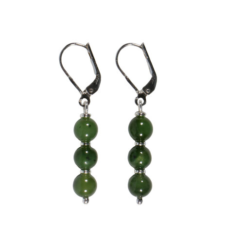 Zilveren oorbellen jade | 3 bolletjes Zilveren oorbellen jade | 3 bolletjes