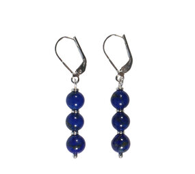 Zilveren oorbellen lapis lazuli A-kwaliteit | 3 bolletjes Zilveren oorbellen lapis lazuli A-kwaliteit | 3 bolletjes