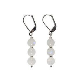 Zilveren oorbellen maansteen (regenboog) | 3 bolletjes Zilveren oorbellen maansteen (regenboog) | 3 bolletjes