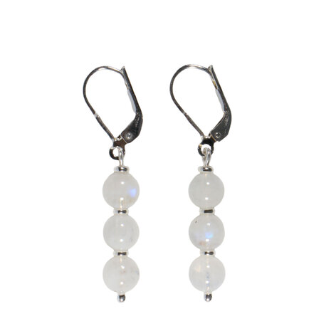 Zilveren oorbellen maansteen (regenboog) | 3 bolletjes Zilveren oorbellen maansteen (regenboog) | 3 bolletjes