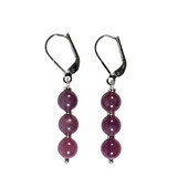 Zilveren oorbellen robijn | 3 bolletjes Zilveren oorbellen robijn | 3 bolletjes