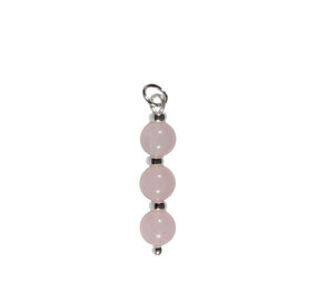 Zilveren hanger rozenkwarts | 3 bolletjes Zilveren hanger rozenkwarts | 3 bolletjes