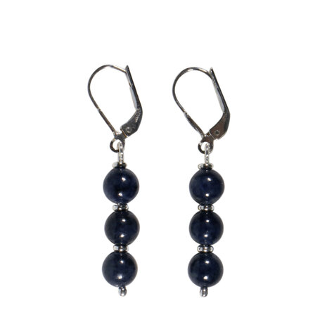 Zilveren oorbellen saffier | 3 bolletjes Zilveren oorbellen saffier | 3 bolletjes