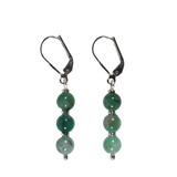 Zilveren oorbellen smaragd | 3 bolletjes