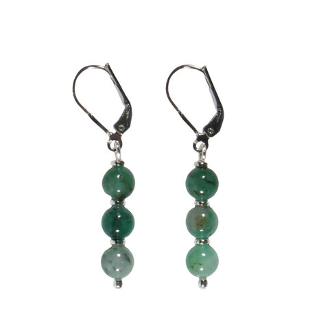Zilveren oorbellen smaragd | 3 bolletjes Zilveren oorbellen smaragd | 3 bolletjes