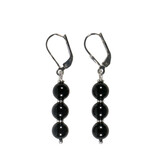 Zilveren oorbellen toermalijn (zwart) | 3 bolletjes Zilveren oorbellen toermalijn (zwart) | 3 bolletjes
