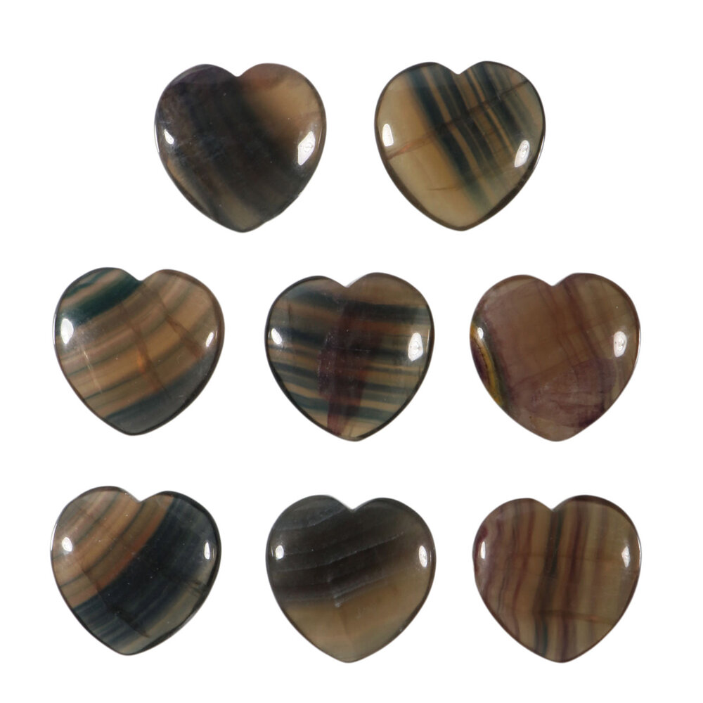 Fluoriet (regenboog) edelsteen hart 4 cm