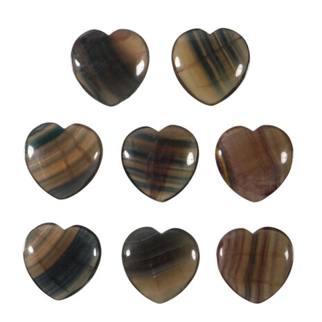 Fluoriet (regenboog) edelsteen hart 4 cm