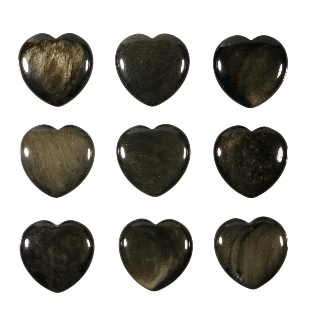Goud obsidiaan edelsteen hart 4 cm