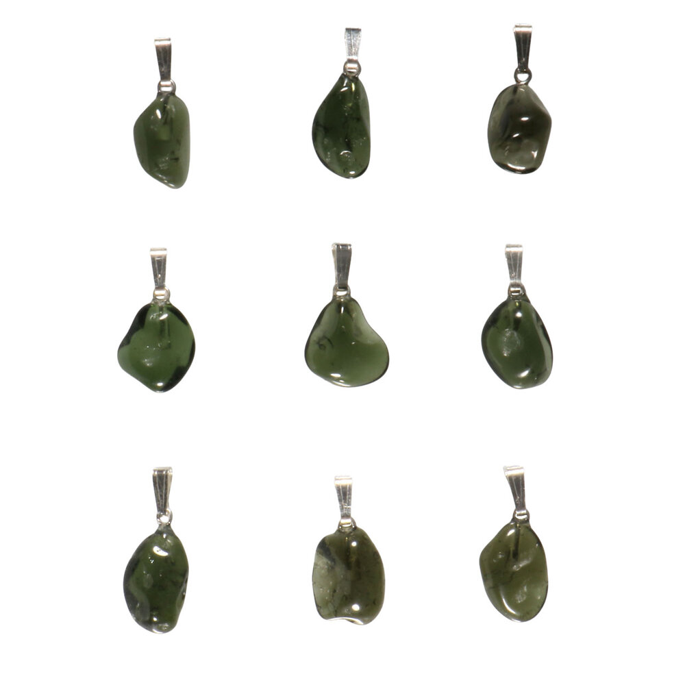 Moldaviet hanger getrommeld met zilveren oogje | 1 - 2 gram