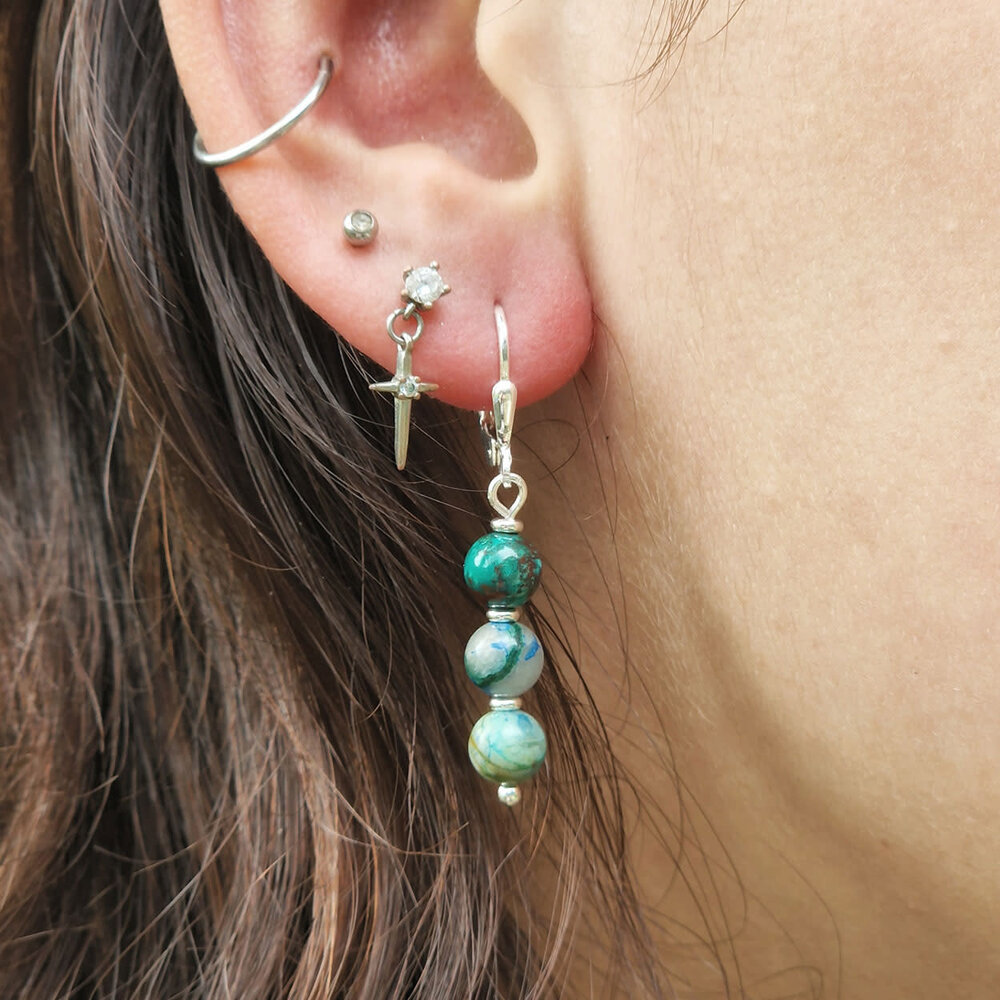 Zilveren oorbellen quantum quattro | 3 bolletjes Zilveren oorbellen quantum quattro | 3 bolletjes