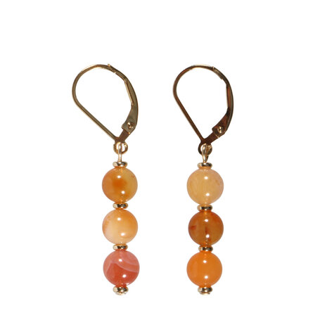 Gold filled oorbellen carneool | 3 bolletjes Gold filled oorbellen carneool | 3 bolletjes