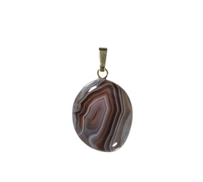 Agaat (Botswana) hanger ovaal met 14k gouden oogje Agaat (Botswana) hanger ovaal met 14k gouden oogje