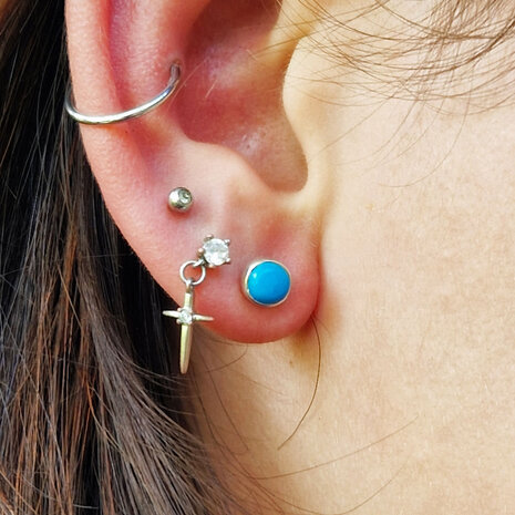 Zilveren oorstekers turkoois (sleeping beauty) | rond gladde rand 5 mm Zilveren oorstekers turkoois (sleeping beauty) | rond gladde rand 5 mm