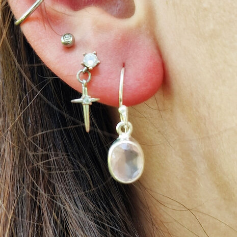 Zilveren oorbellen rozenkwarts | ovaal facet 9 x 7 mm Zilveren oorbellen rozenkwarts | ovaal facet 9 x 7 mm