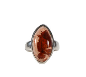Zilveren ring opaal (vuur) maat 18 (verstelbaar) | markies 2,1 x 1 cm Zilveren ring opaal (vuur) maat 18 (verstelbaar) | markies 2,1 x 1 cm