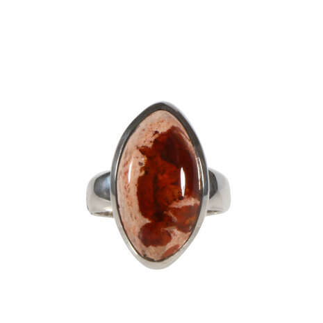 Zilveren ring opaal (vuur) maat 18 (verstelbaar) | markies 2,1 x 1 cm Zilveren ring opaal (vuur) maat 18 (verstelbaar) | markies 2,1 x 1 cm