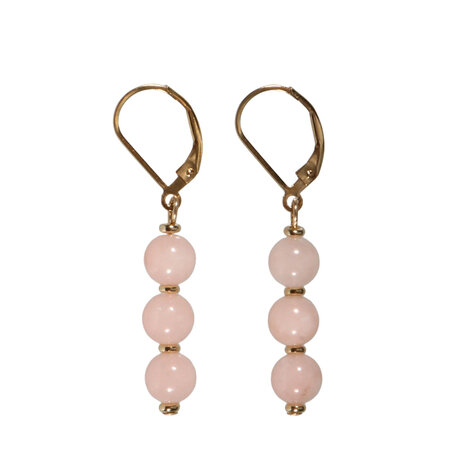 Gold filled oorbellen morganiet | 3 bolletjes Gold filled oorbellen morganiet | 3 bolletjes