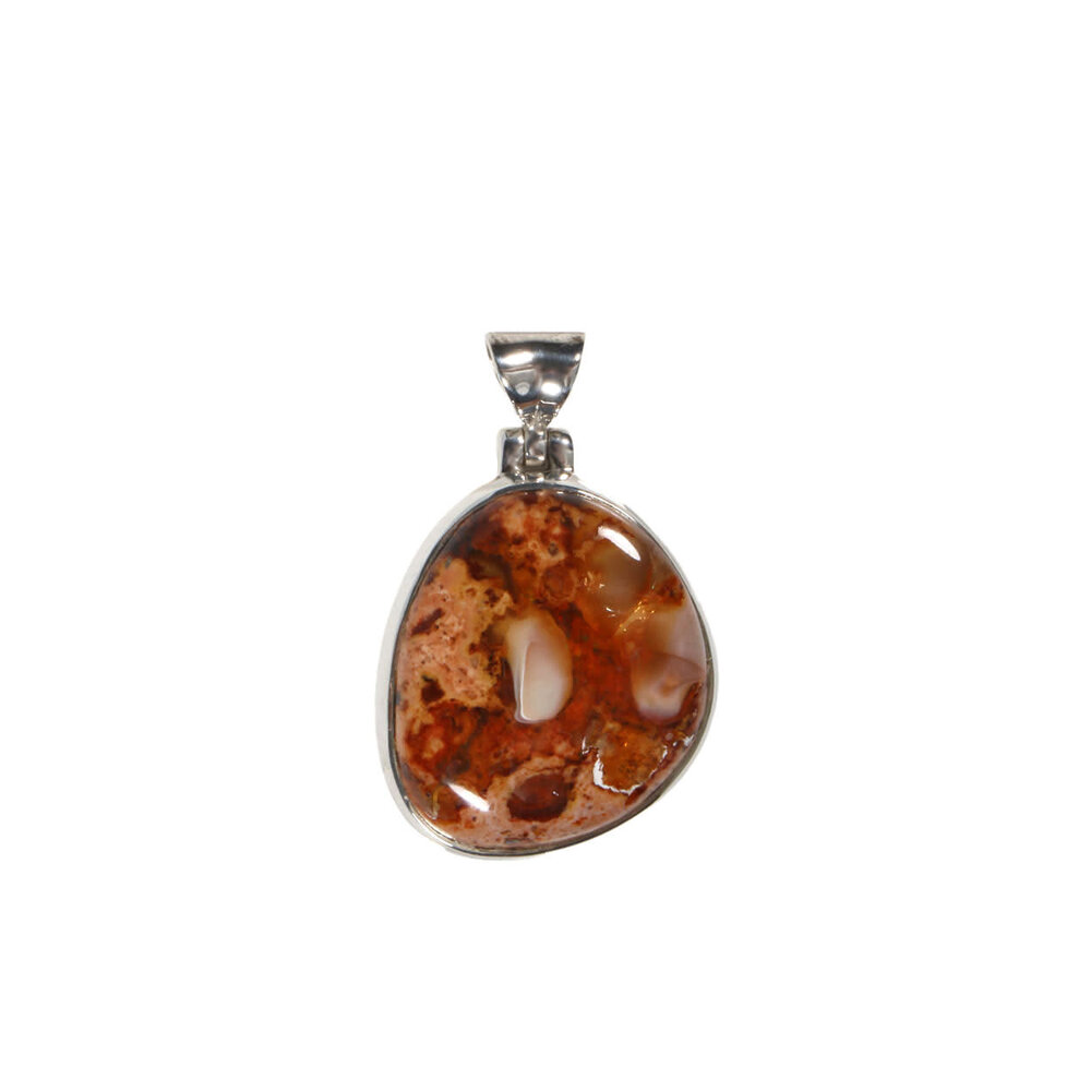 Zilveren hanger opaal (vuur) | 2,4 x 2,1 cm