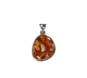 Zilveren hanger opaal (vuur) | 2,4 x 2,1 cm